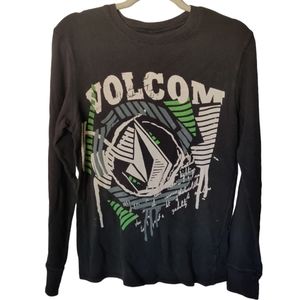 Volcom Black Thermal Graphic Long Sleeve Shirt EUC sz M